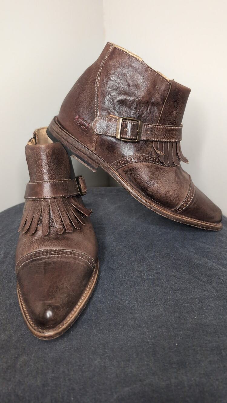 Bed Stu Dipper Kiltie Fringe Ankle Boots Size 10 Brown Leather